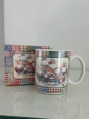 SANTAS ON THE SHELF Mug 1997 Lang & Wise art by Sherri Buck Baldwin NIB